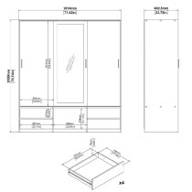 Lebanon Wooden Wardrobe With 2 Sliding Doors 4 Drawers In Oak