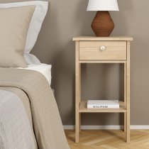 Malibu Wooden Bedside Cabinet With 1 Drawer In Oak