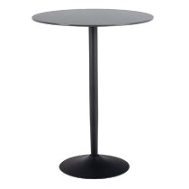 Manteo Wooden Round Bar Table In Matt Black Ceramic Top