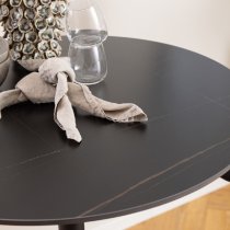 Manteo Wooden Round Bar Table In Matt Black Ceramic Top