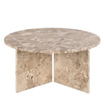 Vashon Marble Round Coffee Table in Brown