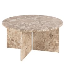 Vashon Marble Round Coffee Table in Brown