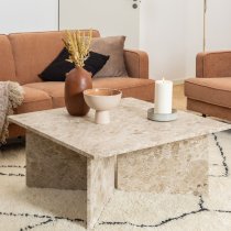 Vashon Marble Square Coffee Table in Brown