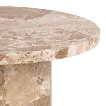 Newry Marble Stone Round Side Table In Brown