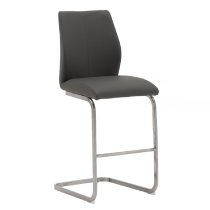 Ithaca Grey Faux Leather Bar Stools With Chrome Base In Pair