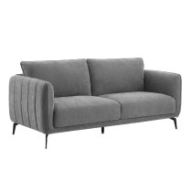 Valtesse Fabric 3 Seater Sofa With Black Legs In Grey