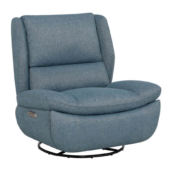 Fontana Fabric Electric Reclining Swivel Chair In Marine