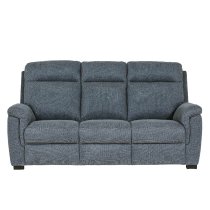 Baraboo Fabric 3 Seater Sofa With Black Legs In Azul