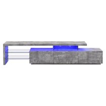 Alanis Wooden TV Stand With Storage In Concrete And LED Lights