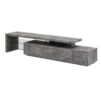 Alanis Wooden TV Stand With Storage In Concrete And LED Lights