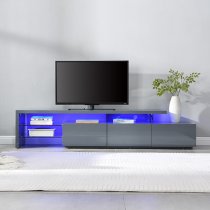 Alanis High Gloss TV Stand With Storage In Grey And LED Lights