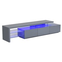 Alanis High Gloss TV Stand With Storage In Grey And LED Lights