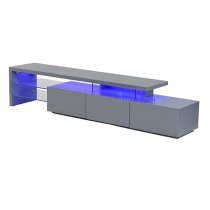 Alanis High Gloss TV Stand With Storage In Grey And LED Lights