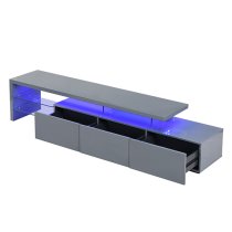 Alanis High Gloss TV Stand With Storage In Grey And LED Lights