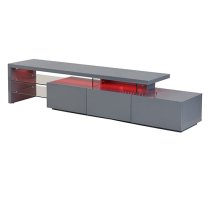 Alanis High Gloss TV Stand With Storage In Grey And LED Lights