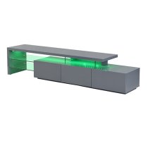 Alanis High Gloss TV Stand With Storage In Grey And LED Lights