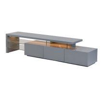 Alanis High Gloss TV Stand With Storage In Grey And LED Lights