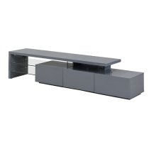 Alanis High Gloss TV Stand With Storage In Grey And LED Lights