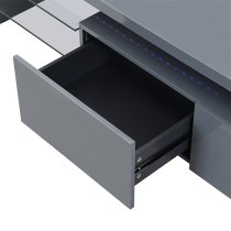 Alanis High Gloss TV Stand With Storage In Grey And LED Lights