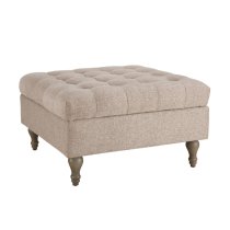 Altoona Fabric Foot Stool With Oak Legs In Biscuit