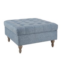 Altoona Fabric Foot Stool With Oak Legs In Blue