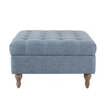 Altoona Fabric Foot Stool With Oak Legs In Blue