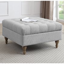 Altoona Fabric Foot Stool With Oak Legs In Light Grey