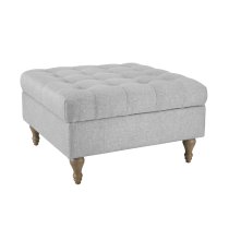 Altoona Fabric Foot Stool With Oak Legs In Light Grey