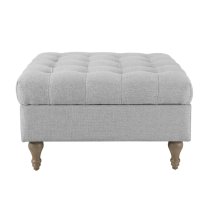 Altoona Fabric Foot Stool With Oak Legs In Light Grey