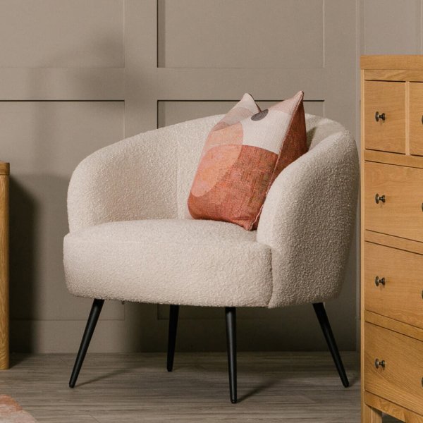 Salisbury Fabric Bedroom Chair With Black Legs In Cream