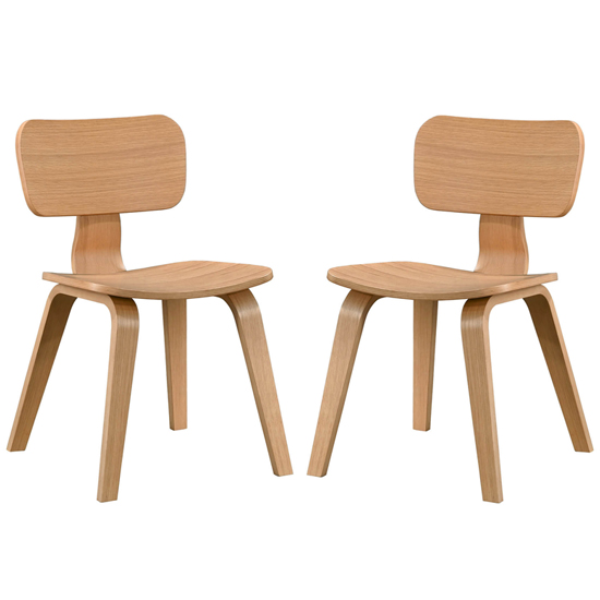 Aiken Oak Wooden Dining Chairs In Pair