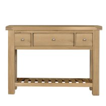 Danville Wooden Console Table With 3 Drawers In Oak