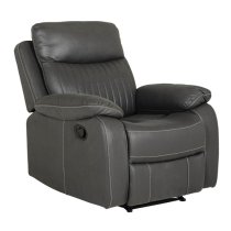 Barrie Manual Recliner Fabric 1 Seater Sofa In Dark Grey