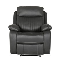 Barrie Manual Recliner Fabric 1 Seater Sofa In Dark Grey