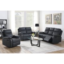 Barrie Manual Recliner Fabric 1 Seater Sofa In Dark Grey