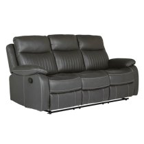 Barrie Manual Recliner Fabric 3 Seater Sofa In Dark Grey