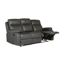 Barrie Manual Recliner Fabric 3 Seater Sofa In Dark Grey