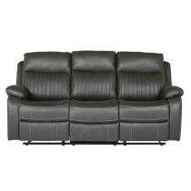 Barrie Manual Recliner Fabric 3 Seater Sofa In Dark Grey