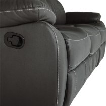 Barrie Manual Recliner Fabric 3 Seater Sofa In Dark Grey