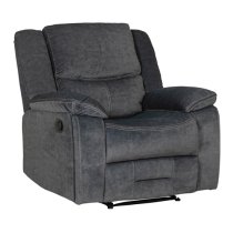 Kingsville Manual Recliner Fabric 1 Seater Sofa In Charcoal