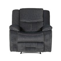 Kingsville Manual Recliner Fabric 1 Seater Sofa In Charcoal