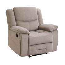 Kingsville Manual Recliner Fabric 1 Seater Sofa In Khaki