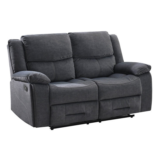 Kingsville Manual Recliner Fabric 2 Seater Sofa In Charcoal