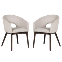 Adria Natural Fabric Dining Chair With Oak Legs In Pair