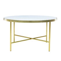 Camrose Glass Coffee Table With Metal Frame In Gold