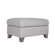 Castro Fabric Foot Stool With Oak Legs In Light Grey