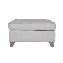 Castro Fabric Foot Stool With Oak Legs In Light Grey