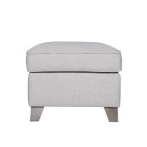 Castro Fabric Foot Stool With Oak Legs In Light Grey