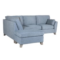 Castro Fabric Left Hand Corner Sofa With Oak Legs In Blue