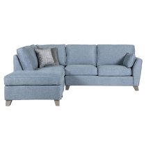 Castro Fabric Left Hand Corner Sofa With Oak Legs In Blue